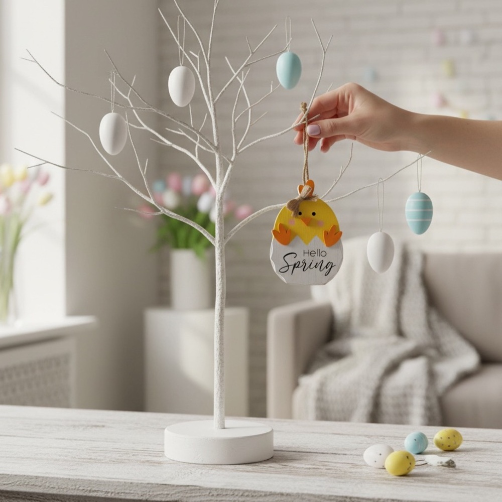 Hobby Lobby “Hello Spring” Chick & Bunny in a Basket Ornaments 2pc. Set NWT